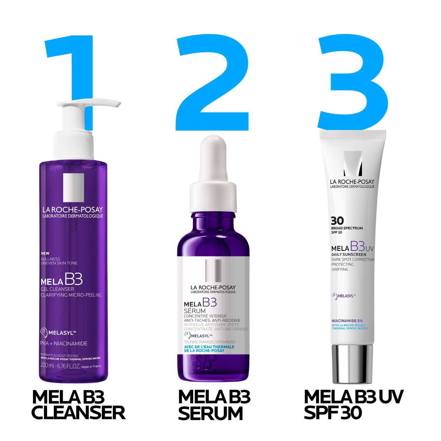 mela-b3-uv-daily-moisturizer-spf-30-with-melasyltm-niacinamide-n7 LaRochePosay-Product-MelaB3-MelaB3Cleanser-200ml-03337875890069-Routine_1500x1500_REV.jpg